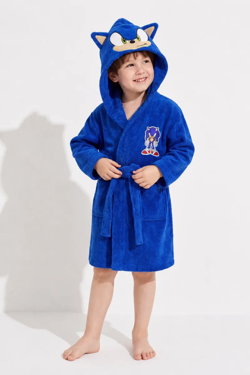 Sonic Hooded Kids Bathrobe – Royal Blue (Ages 4, 6, & 8)