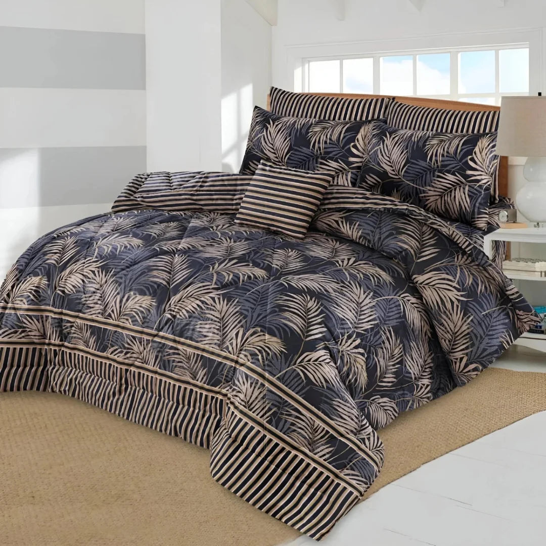 Signature M.Z Leaf Cotton Comforter Set – 7 Pieces