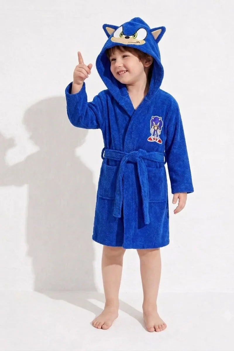 Sonic Hooded Kids Bathrobe – Royal Blue (Ages 4, 6, & 8)