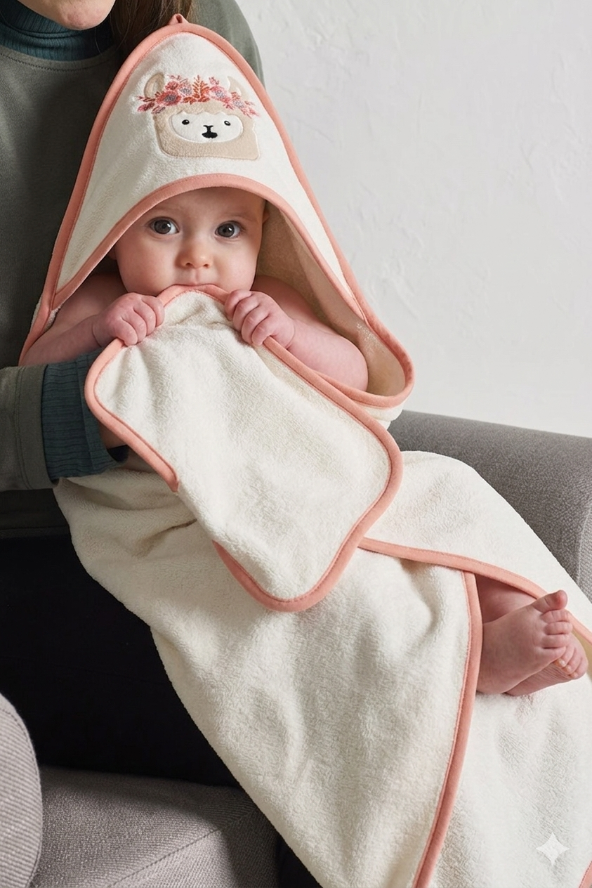 Kids White wrapping sheet Foxy Hooded Towel