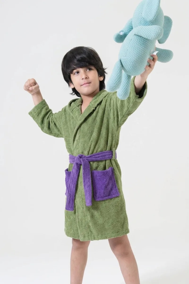 Superhero Hulk Kids Bathrobe – Soft Cotton Velvet for Boys & Girls 4-10