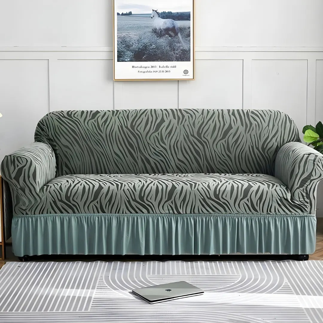 Zebra Stripe Gersey Sofa Covers (Green)