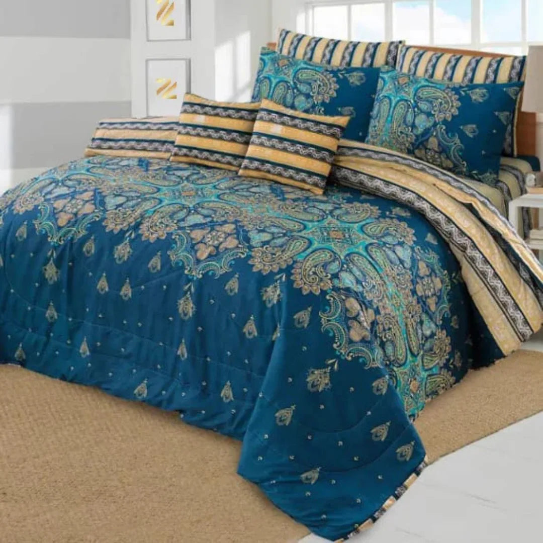 Signature Floral Cotton Comforter Set – 7 Pieces