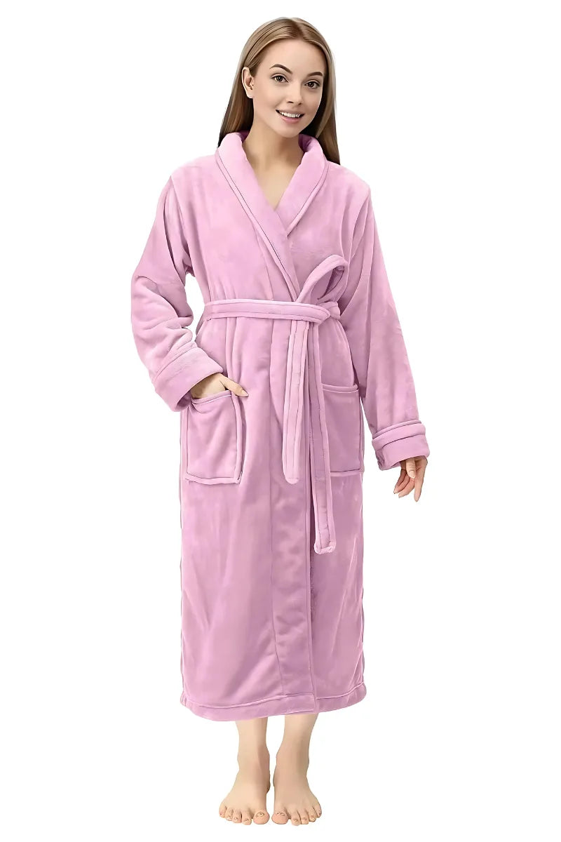 Premium Plush Serenity Fleece Bathrobe – Long Shawl Collar