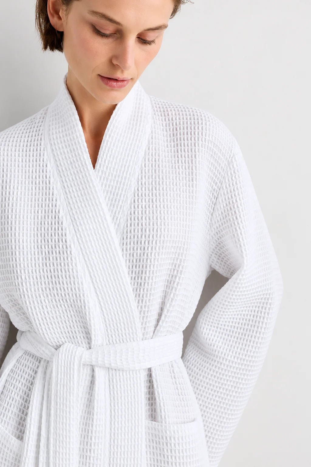 White Waffle Bathrobe for Men & Women – 300 GSM Pure Cotton Kimono Style