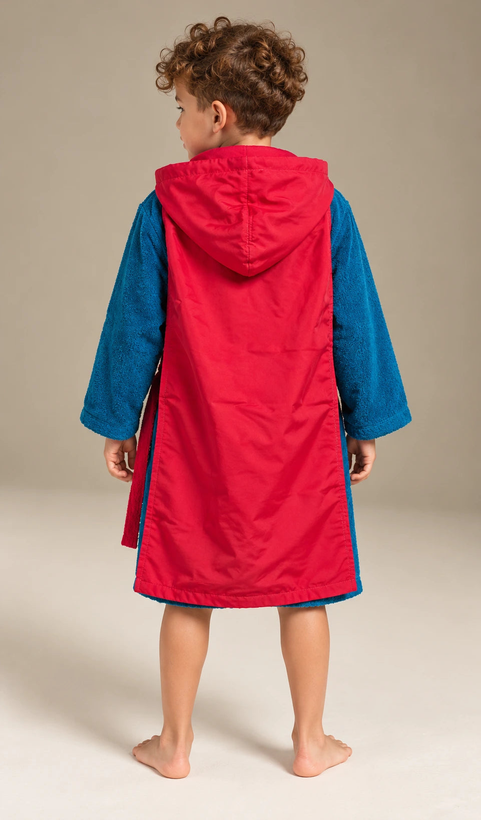 Superhero Hooded Kids Bathrobe – Blue & Red (Ages 4, 6, 8 & 10 Years)