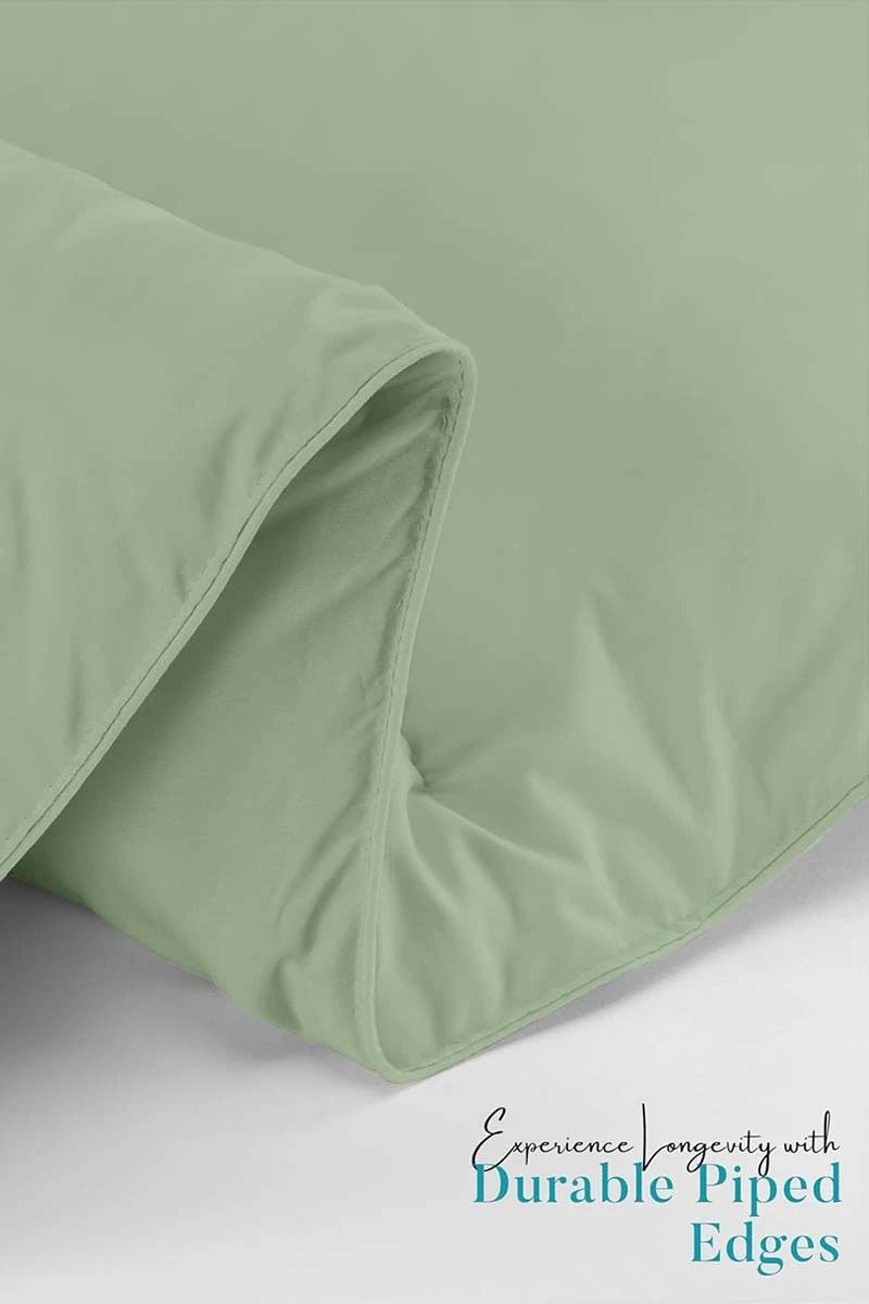 Soft Saga Green Quilted Comforter with Corner Tabs