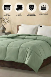 Soft Saga Green Quilted Comforter with Corner Tabs