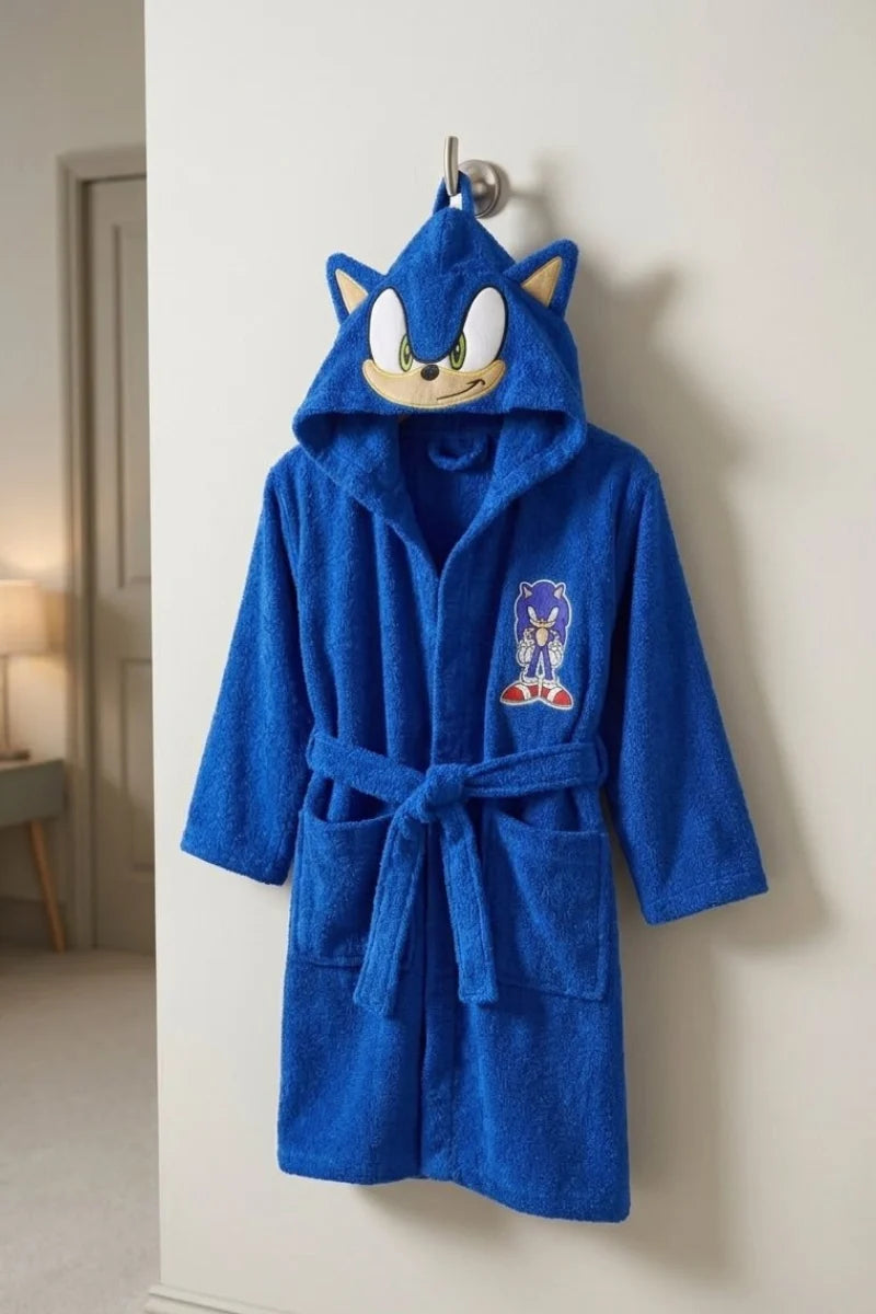 Sonic Hooded Kids Bathrobe – Royal Blue (Ages 4, 6, & 8)