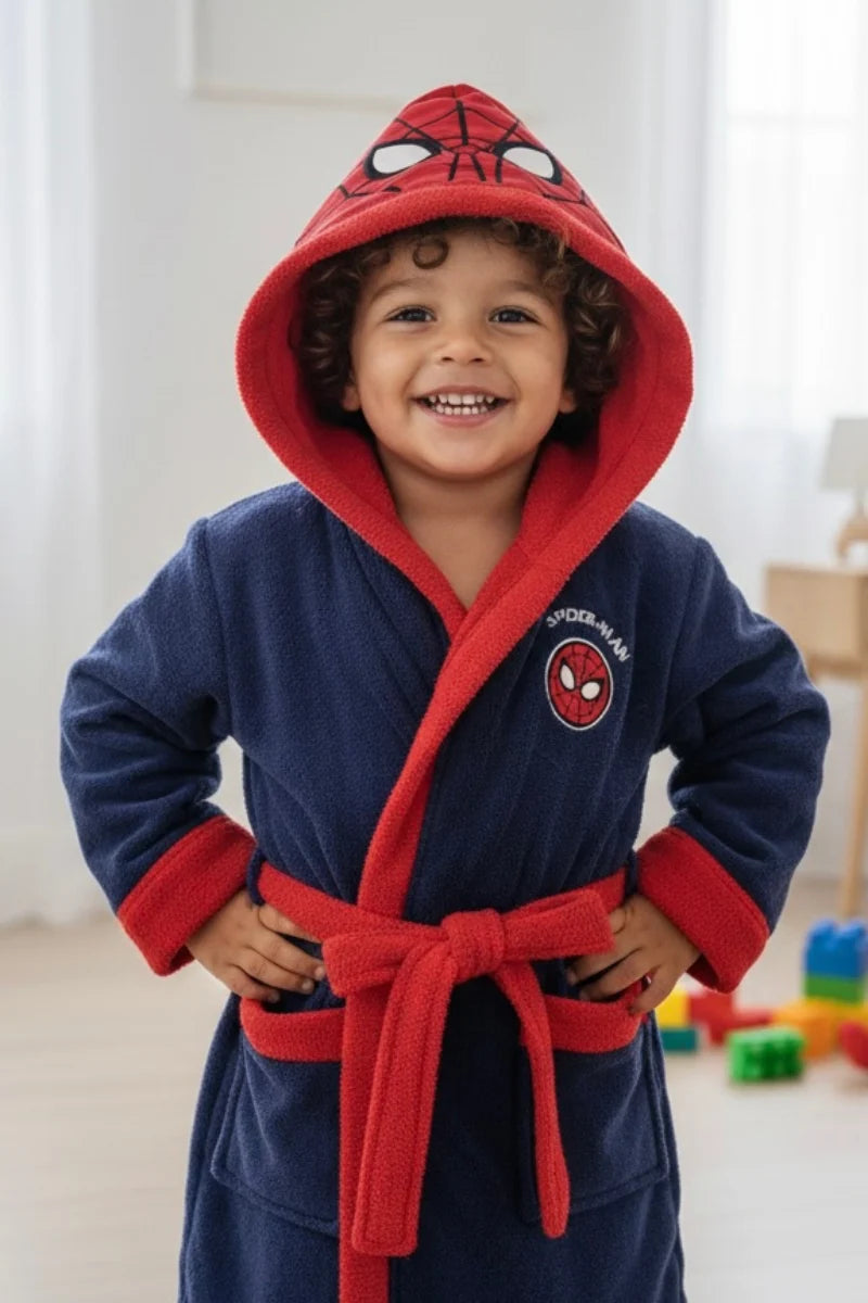 Spider man Hooded Kids Bathrobe – navy (Ages 4, 6, & 8)