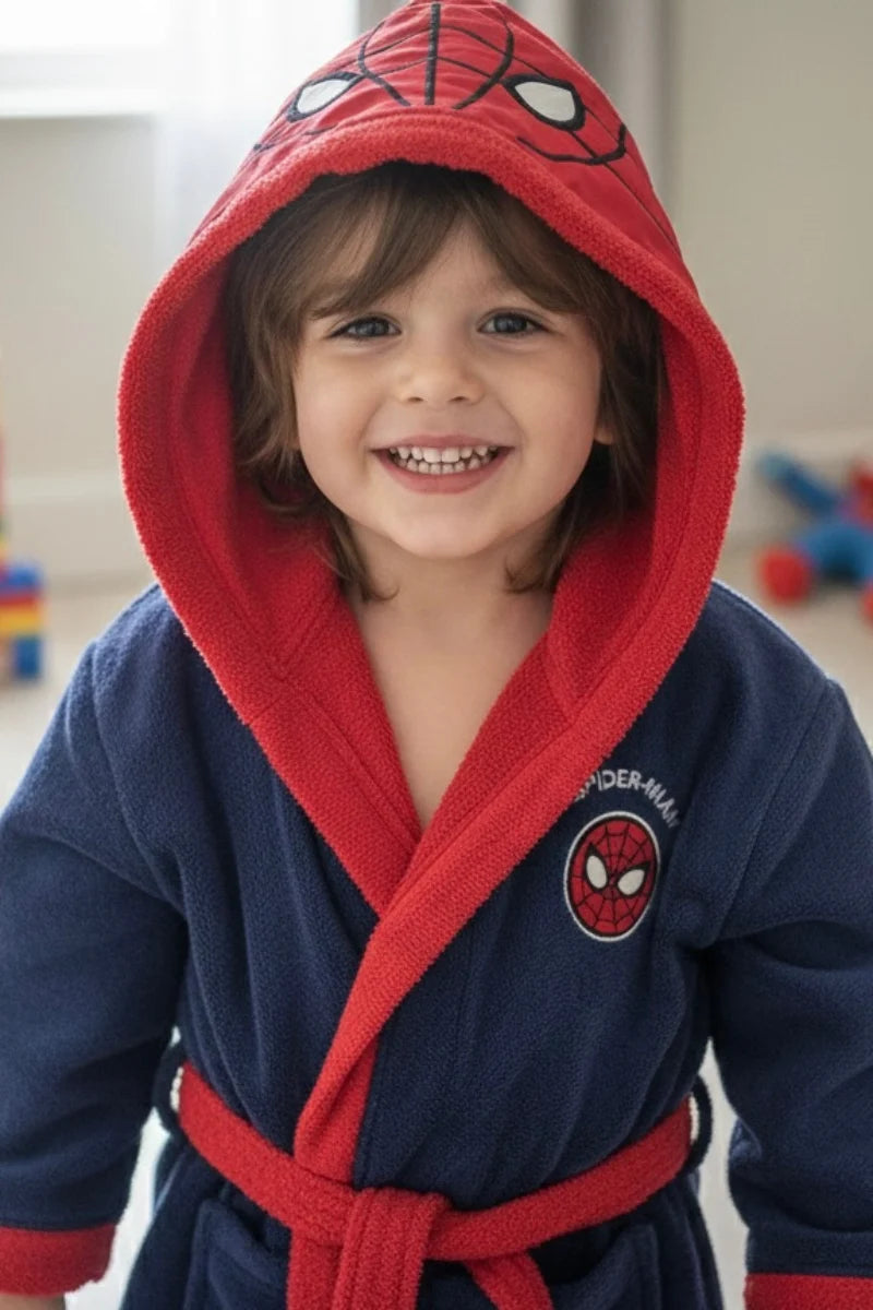 Spider man Hooded Kids Bathrobe – navy (Ages 4, 6, & 8)