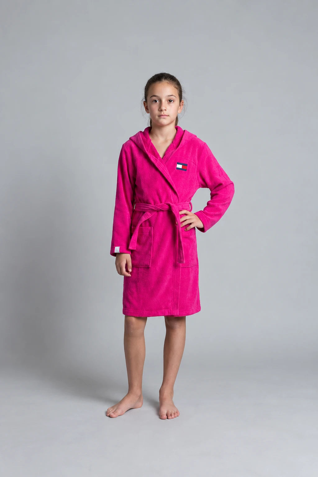 Tommy Hilfiger Kids Bathrobe – Navy & Pink | (Ages 8, 10, 12 & 14 Years)