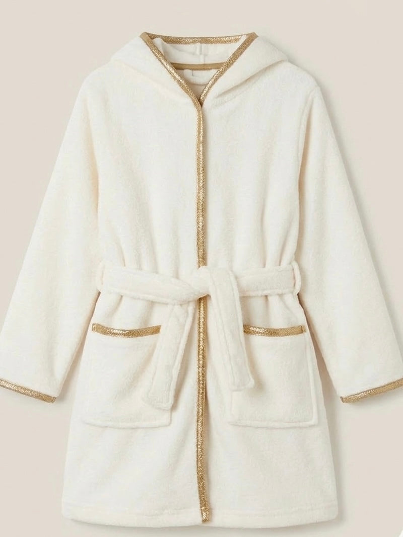Cream Cat Kids Bathrobe – Soft & Cozy | 4–8 Years