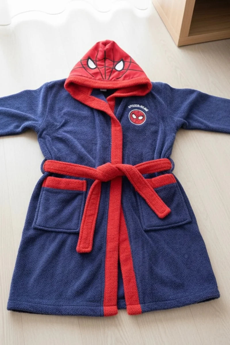 Spider man Hooded Kids Bathrobe – navy (Ages 4, 6, & 8)