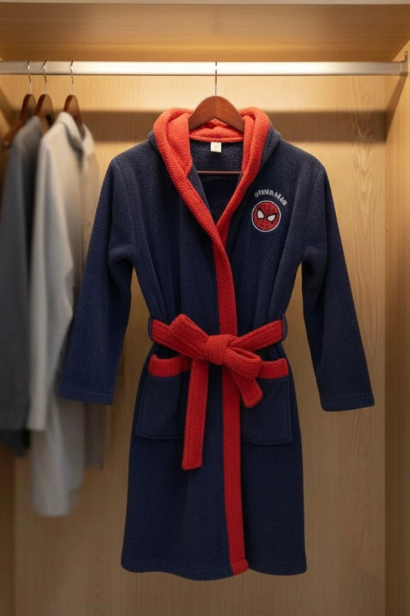 Spider man Hooded Kids Bathrobe – navy (Ages 4, 6, & 8)