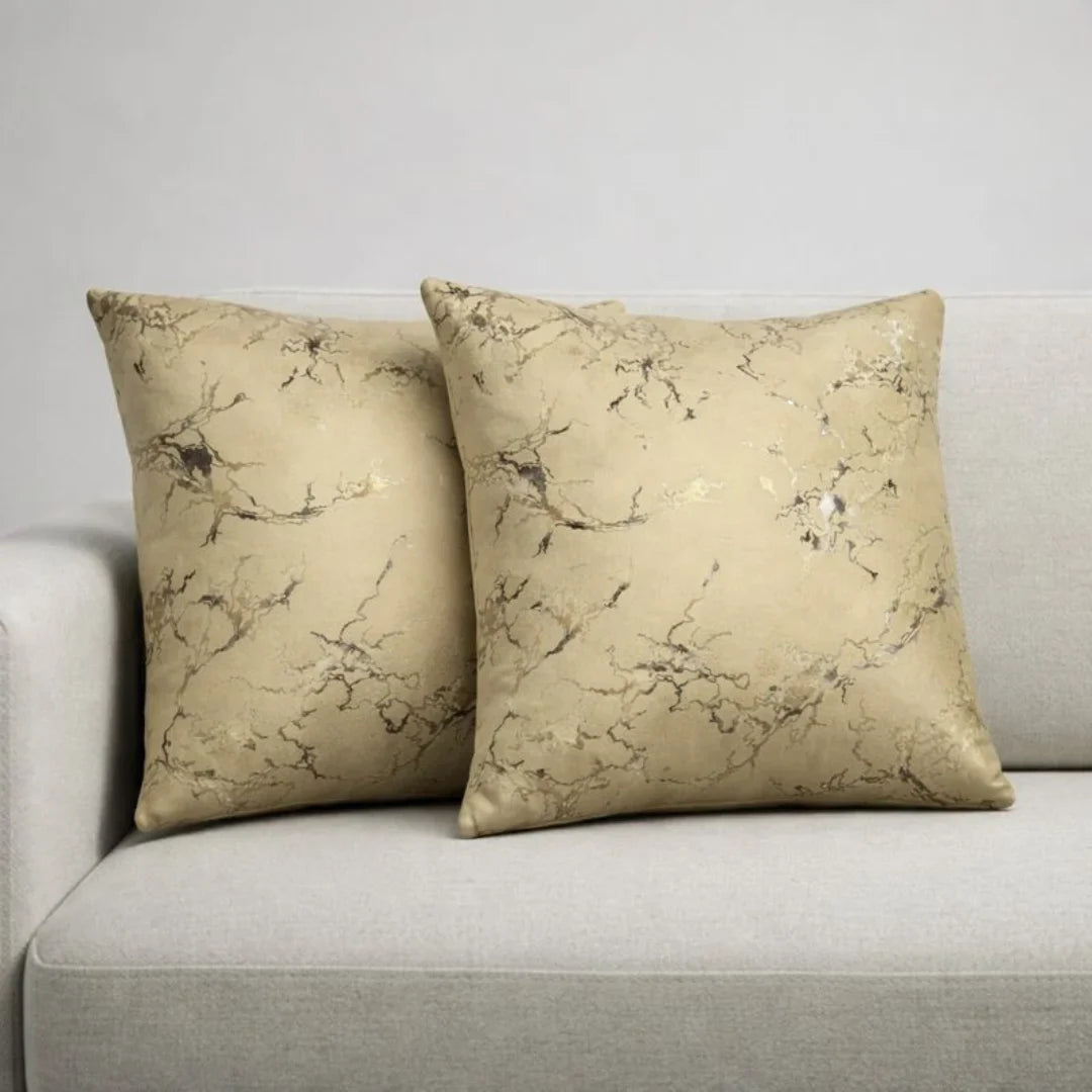 Marble Velvet Cushion – Premium Texture & Hidden Zip (Pack of 2)