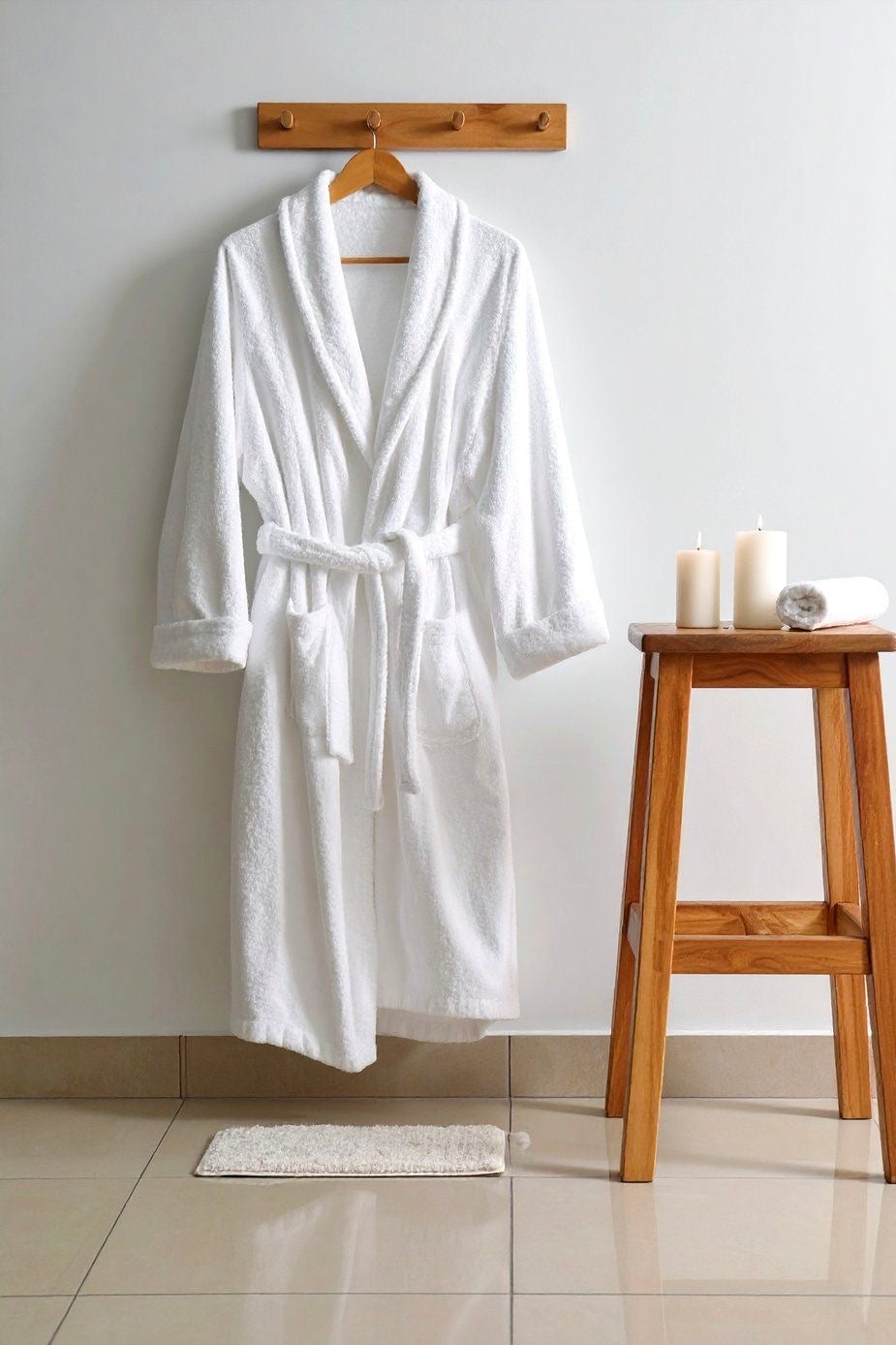 White bathrobe & Slipper | 100% cotton for men and women | velvet Slipper and Towel | 400 gsm