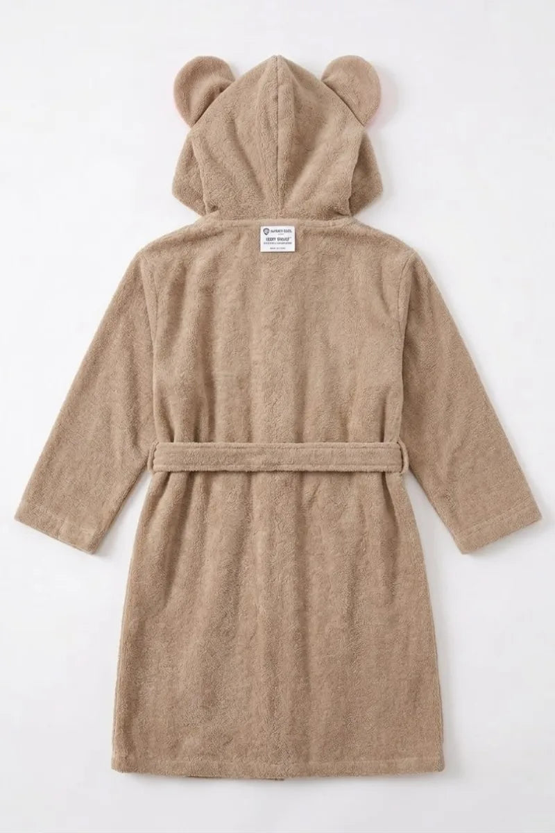 Jerry Hooded Kids Bathrobe – Beige & Pink (Ages 4, 6, & 8)