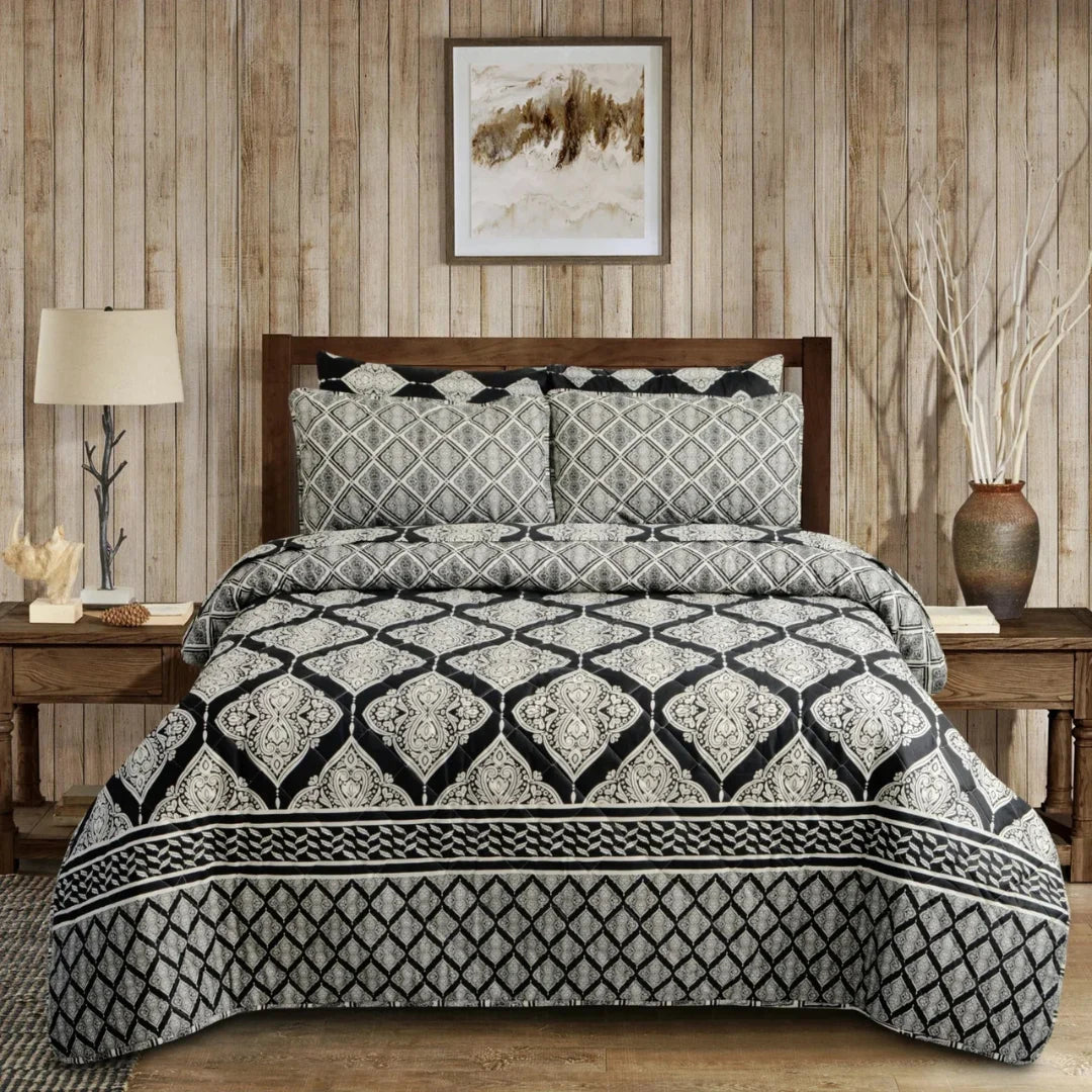 Signature Black Cotton Comforter Set – 7 Pieces
