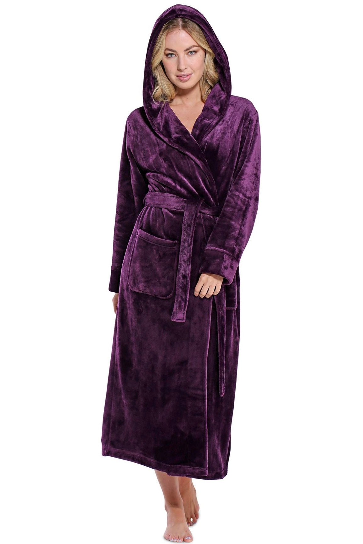 Purple Angel Embroidered Fleece Bathrobe for Women