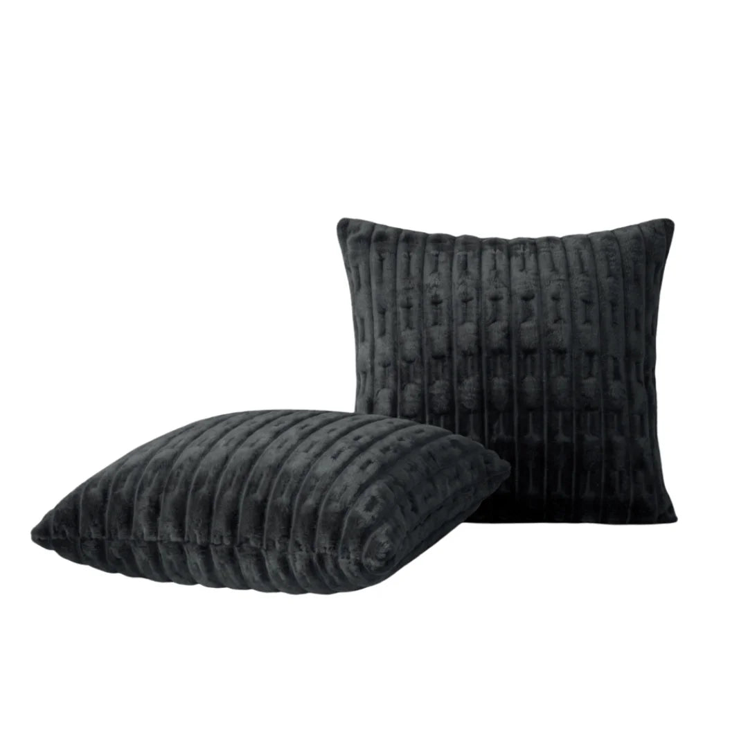 Embossed Fleece Cushion – Rich Texture & Hidden Zip (Pack of 2)