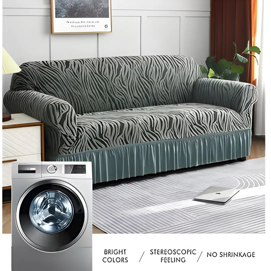 Zebra Stripe Gersey Sofa Covers (Green)