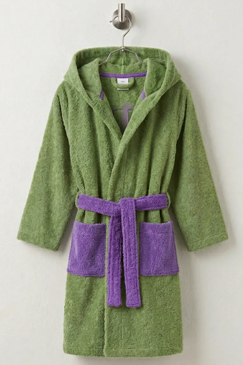 Superhero Hulk Kids Bathrobe – Soft Cotton Velvet for Boys & Girls 4-10