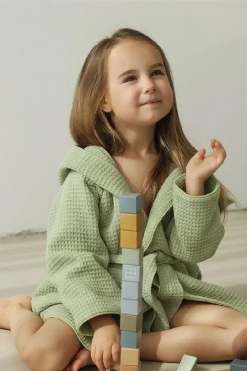 Premium Kids Bathrobe | Waffle Texture, 100% Cotton (Ages 4-6 Years)