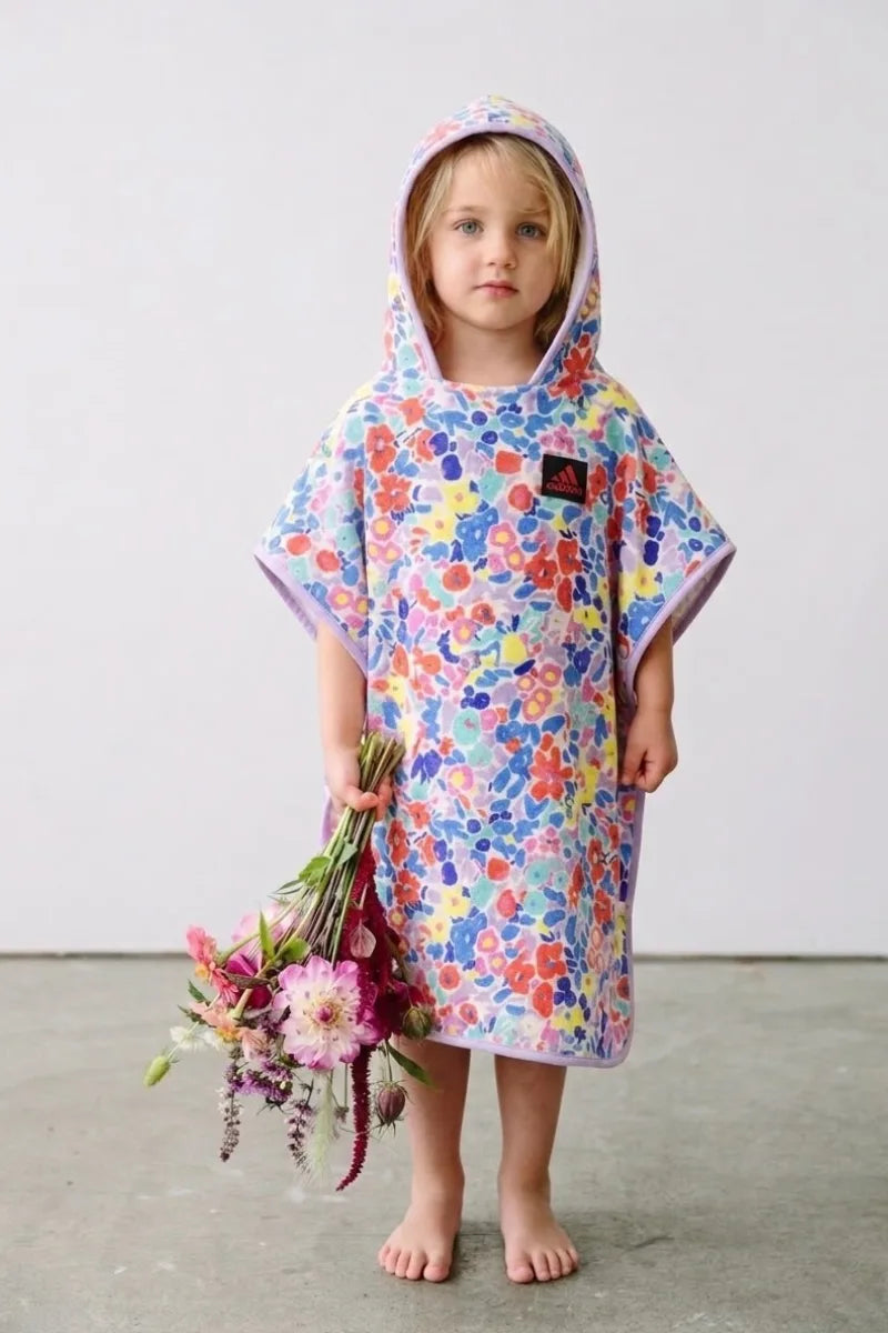 Kids Beach & Surf Hooded Poncho – Floral Biscus