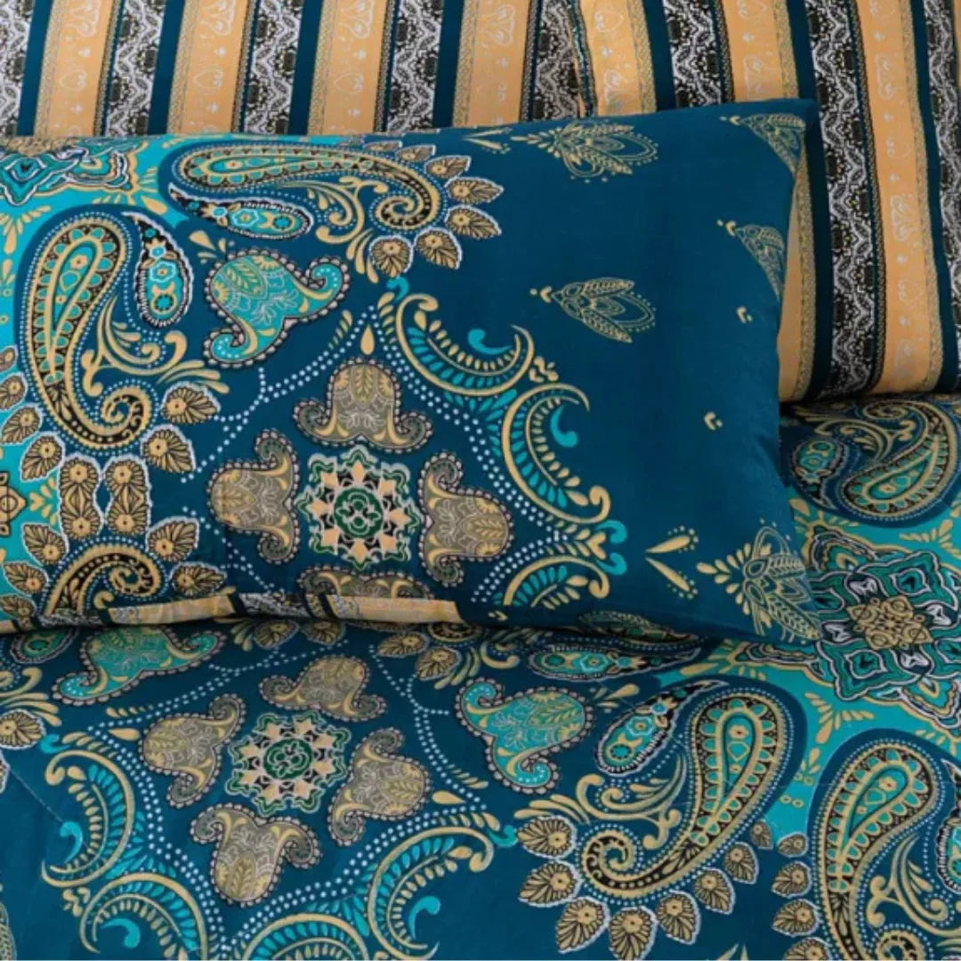 Signature Floral Cotton Comforter Set – 7 Pieces