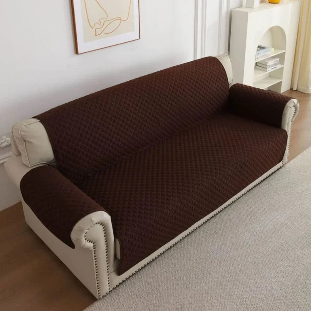 Ultrasonic Quilted Sofa Protector (Dark Brown Color)