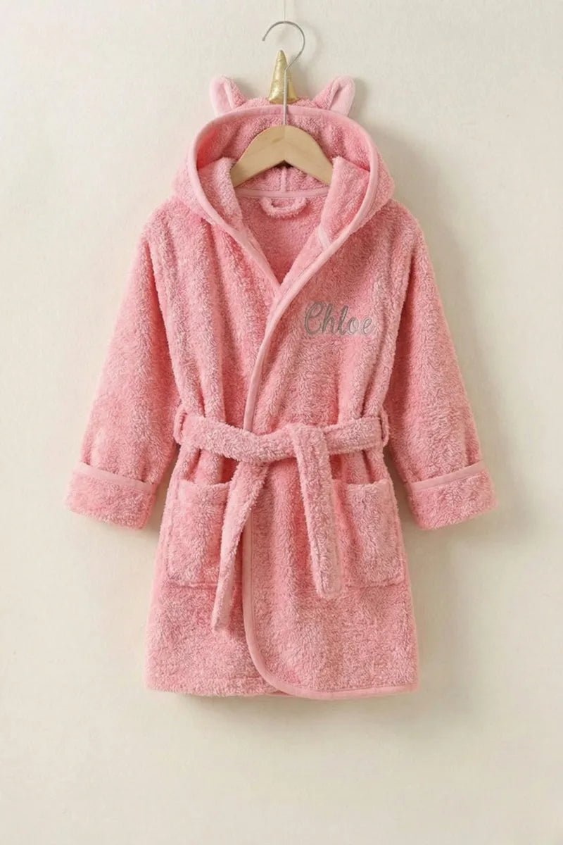 Unicorn Hooded Kids Bathrobe – Pink (Ages 4 to 10)