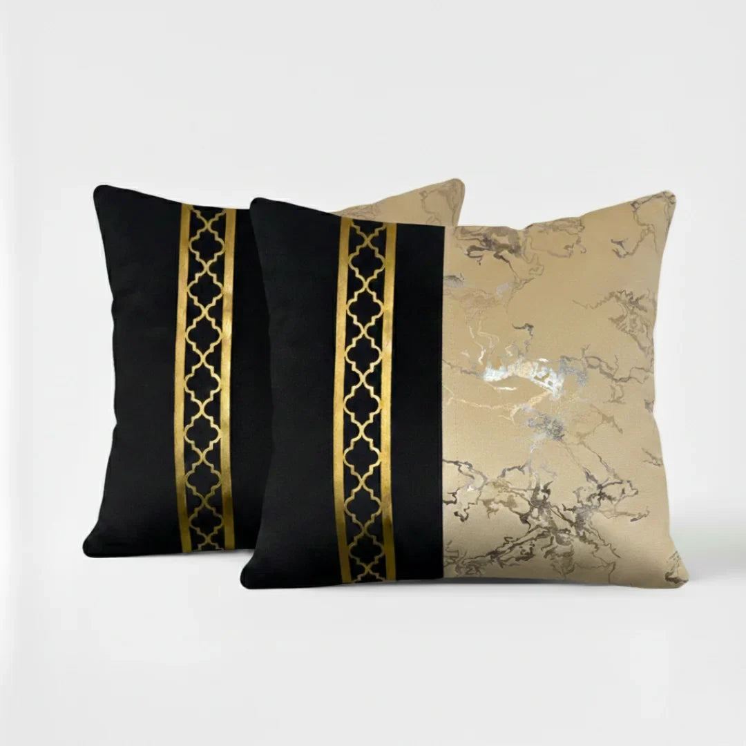 Dual-Tone Marble Velvet Cushion – Elegant Finish & Hidden Zip (Pack of 2)