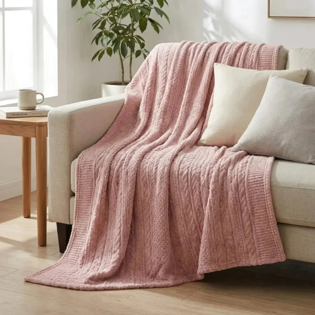 Premium Peach Dyed Embossed AC Fleece Blanket
