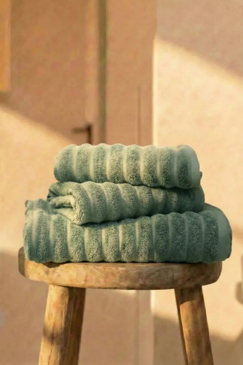 Premium Dark Gray Cotton Towels Set | Pack of 3 | green & black