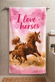 Horses love Cartoon Towel – Perfect for Toddlers & Young Children