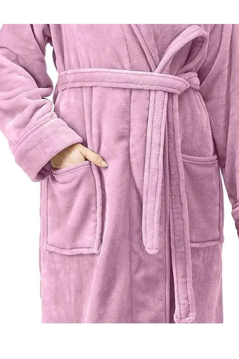 Premium Plush Serenity Fleece Bathrobe – Long Shawl Collar