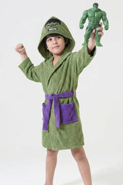 Superhero Hulk Kids Bathrobe – Soft Cotton Velvet for Boys & Girls 4-10