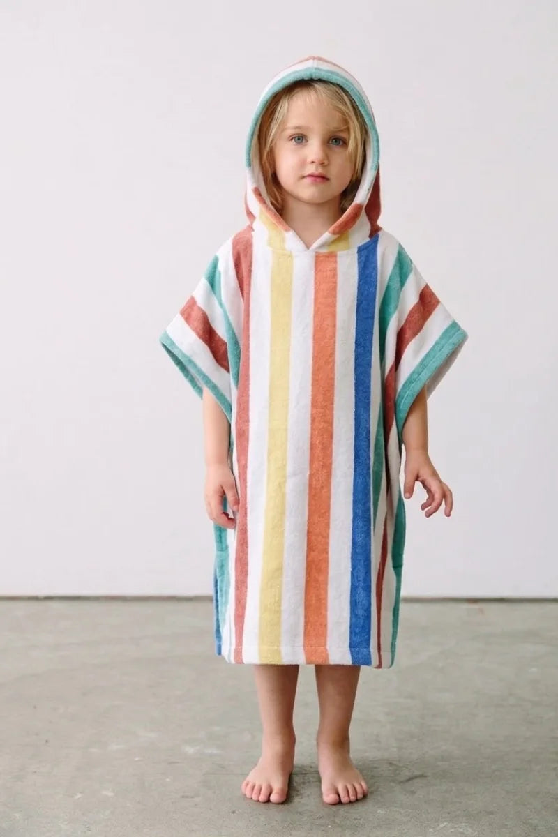 Floral Hibiscus Beach & Surf Hooded Kids Poncho (2–3 Years)
