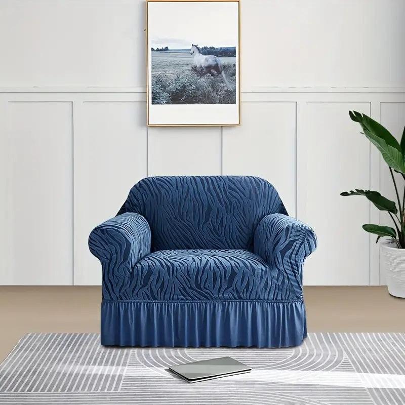 Zebra Stripe Gersey Sofa Covers (Blue)