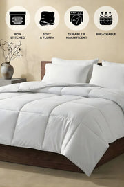 Soft White Quilted Comforter with Corner Tabs