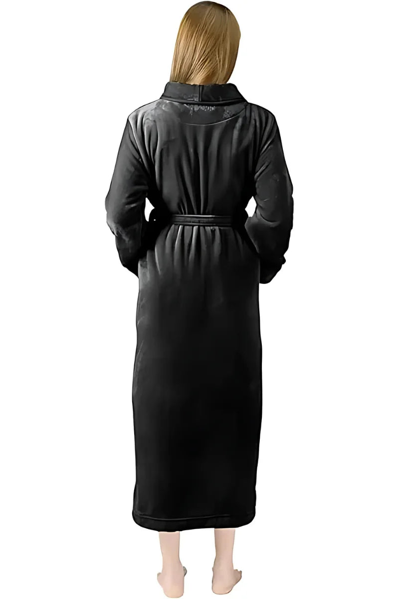 Plush Women’s Fleece Bathrobe Long Shawl Collar