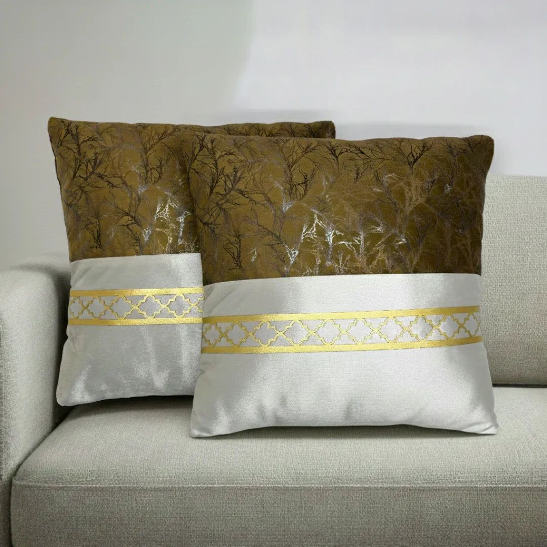 Dual-Tone Marble Velvet Cushion – Elegant Finish & Hidden Zip (Pack of 2)