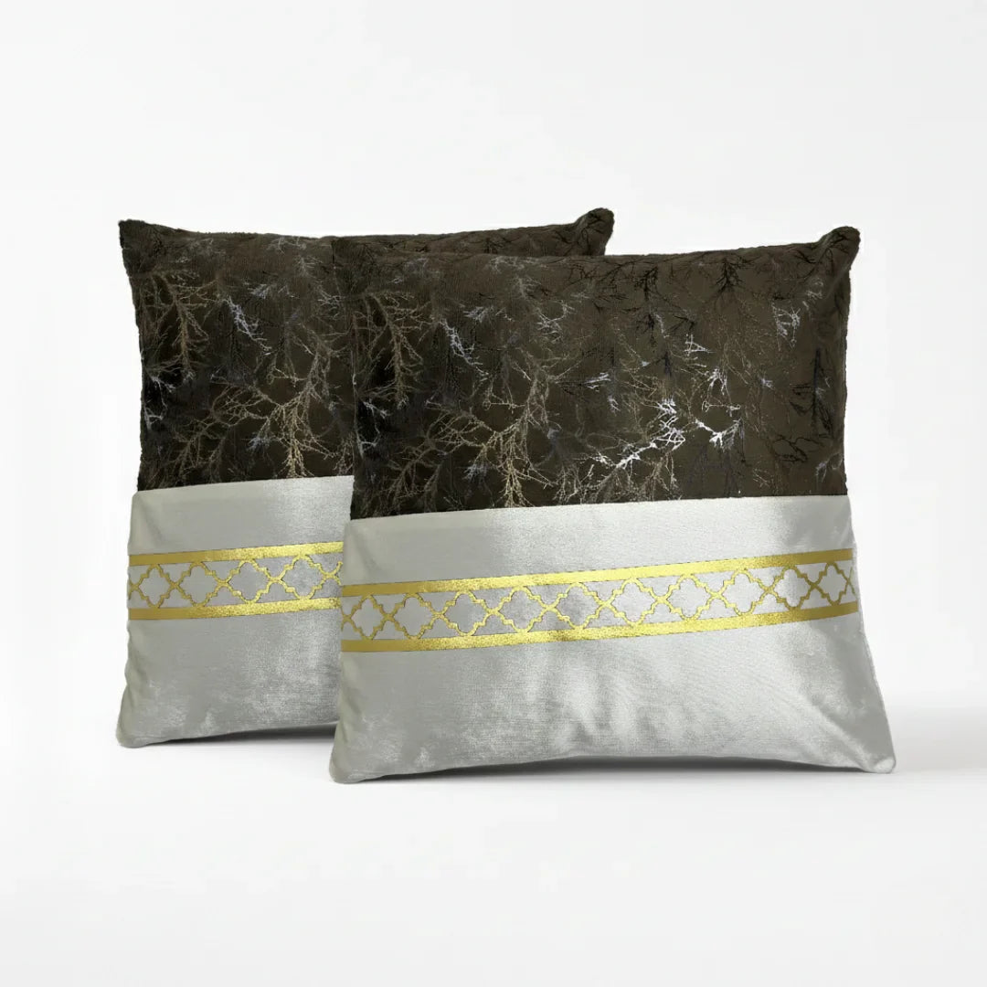 Dual-Tone Marble Velvet Cushion – Elegant Finish & Hidden Zip (Pack of 2)