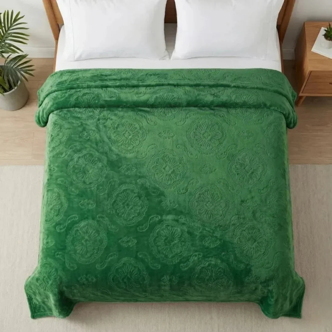 Premium Green Dyed Embossed AC Fleece Blanket