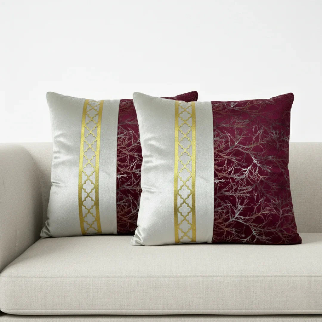 Dual-Tone Marble Velvet Cushion – Elegant Finish & Hidden Zip (Pack of 2)