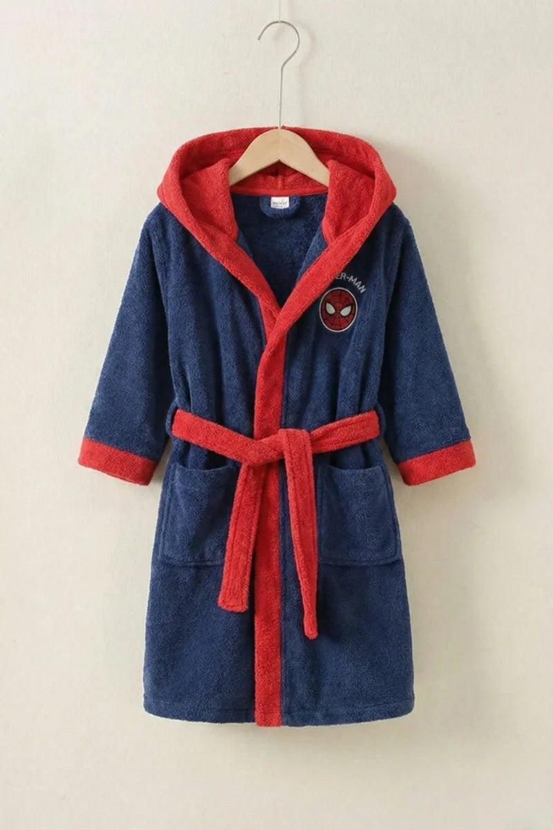 Spider man Hooded Kids Bathrobe – navy (Ages 4, 6, & 8)