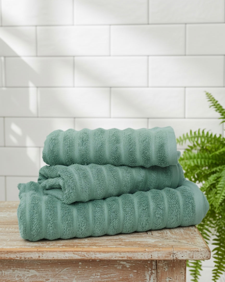 Premium Dark Gray Cotton Towels Set | Pack of 3 | green & black