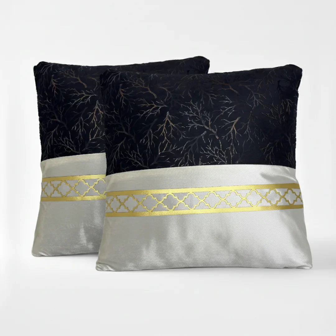 Dual-Tone Marble Velvet Cushion – Elegant Finish & Hidden Zip (Pack of 2)