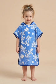Kids Beach & Surf Hooded Poncho – Blue Biscus